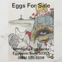Vintage Girl With Chickens, E is an Egg Flyer