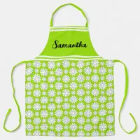 Any Name Cute Floral Daisy Pattern All-Over Print Apron