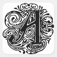 Monarchia Black Letter "A" Square Sticker