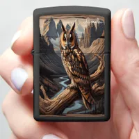 Long-Eared Owl Wings Above the Winding River Zippo Lighter