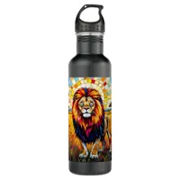 Vibrant Colorful Lion Mosaic   Stainless Steel Water Bottle
