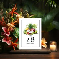 Watercolor Caribbean Destination Wedding Table Number