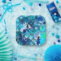 Blue Sea Bubbles Abstract Art  Paper Plates