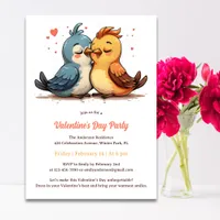 Cute Sweet Lovebirds Valentine's Day Party Invitation