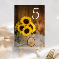 Sunflowers and Watering Can Wedding Table Numbers