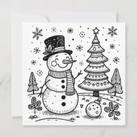 Christmas Snowman and Tree | Color Me  Holiday Card