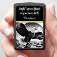 Majestic eagle soaring over turbulent ocean waves zippo lighter