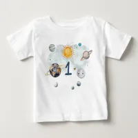 Outer Space Birthday Galaxy Sun Moon Stars Planets Baby T-Shirt