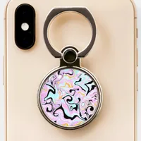 Fluid Art  Cotton Candy Pink, Teal, Black and Gold Phone Ring Stand