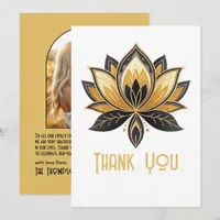 White Gold Black Gatsby Style Art Deco Wedding Thank You Card