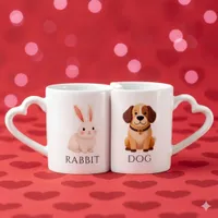 Rabbit 兔 Dog 狗 Chinese Zodiac Coffee Mug Set