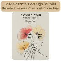 Minimal Art Line Face Flowers Beauty Logo Door Sign