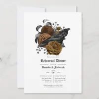 Vintage Glam Amber Raven Gothic Rehearsal Dinner Invitation