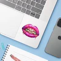 Bold Bling Lips Money Hustler Urban Vibes Design Sticker