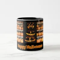 Halloween Pumpkin Wall Two-Tone Coffee Mug