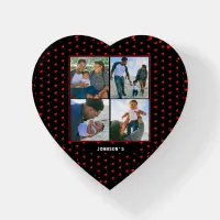 Photo Collage Family Personalized Red Heart & Name Paperweight