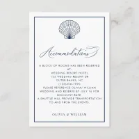 Seashell Navy Blue Beach Wedding Accommodations Enclosure Card