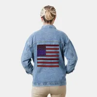 Modern Embossed American Flag Denim Jacket