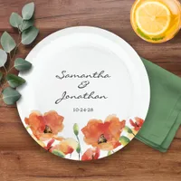 Summer Golden Poppy Wedding Paper Plates