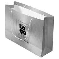 Company Logo on Modern Radial Brushed Silver Metal Large Gift Bag