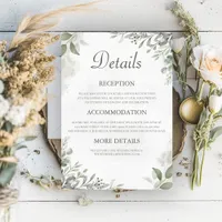 Elegant Rustic Botanical Wedding Details Enclosure Card