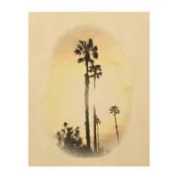 Wood Print - Sunrise Palms