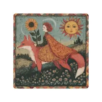 Fairytale Woman and Fox Metal Print