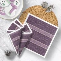 Purple Green Christmas Pattern#35b ID1009 Paper Dinner Napkins