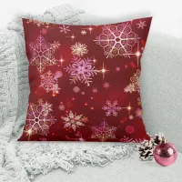 Prettiest Snowflakes Pattern Red ID846 Throw Pillow