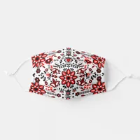 Cute Black And Red Floral Scandinavian Bandanna Adult Cloth Face Mask