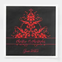 Romantic, Elegant Vintage Red Damask  Paper Dinner Napkins