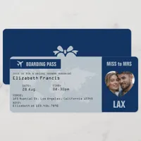 Navy Blue & Silver Boarding Pass Bridal Shower Invitation