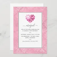 Pink Gemstone Birthday Party Invitation