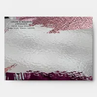 Modern Faux Metallic Cassis Blush Strokes Envelope