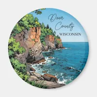 Door County, Wisconsin Illustration Lake Michigan Magnet