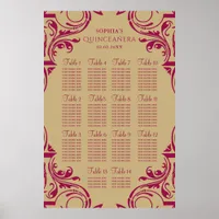 Rustic Pink Gold seating plan poster