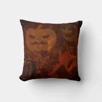 Halloween Scares on Eerie Background Throw Pillow