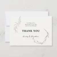 Black Leaves Off White Wedding Thank You Photo