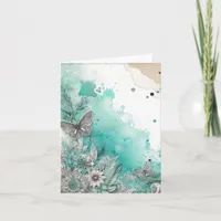 Watercolor Ephemera Vintage Blank Note Card