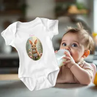 Cute little bunny surrounded by flowers, kids   baby bodysuit