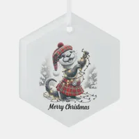 Scottish Christmas Otter Christmas Glass Ornament