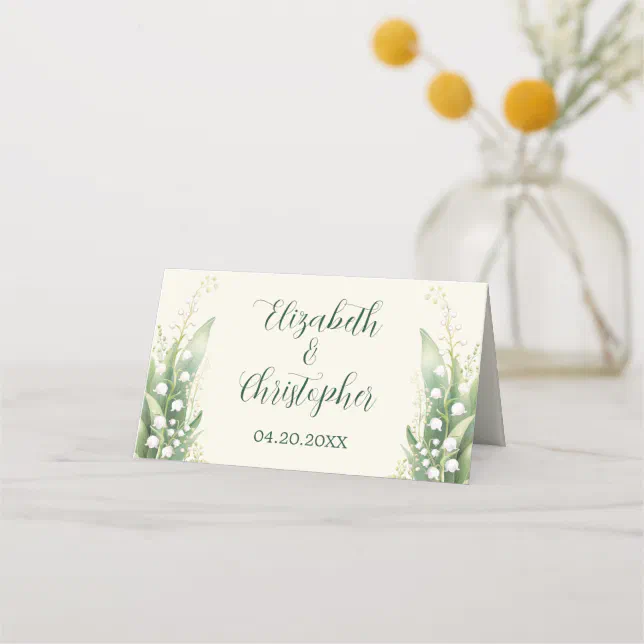 Elegant Lily of the valley Flowers Wedding Place Card