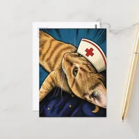 Nurse Ginger Kitty Postcard