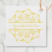 Custom Mandala Foil Label Tag - Yellow Accent