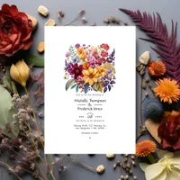 Burgundy/Purple/Mustard/Blue/Burnt Orange Wedding Invitation