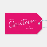  Burgundy Pink Modern Geometric Christmas Gift Tags