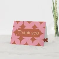 Mid Century Modern Pink & Rust Wedding Thank You Card