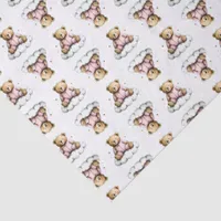 Cute Teddy Bear Pink PJs Sitting on a Cloud Tissue Paper