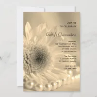 White Daisy and Pearl Quinceañera Party Invitation