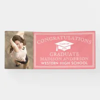 Modern Pink Congrats Graduation Photo Banner